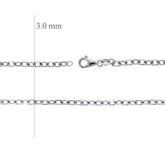 3mm Cable Rolo Link Chain Necklace 14k White Gold - Picture 3 of 3
